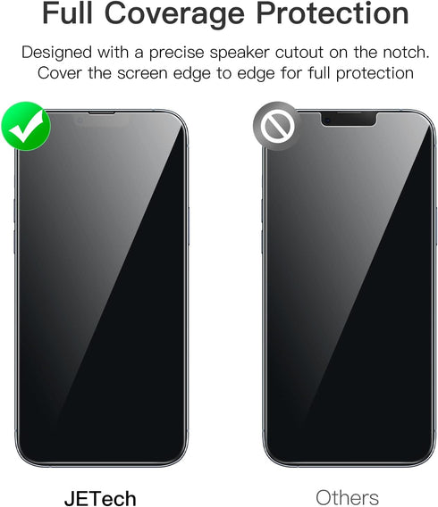 JETech Full Coverage Screen Protector for iPhone 13 Pro Max 6.7-Inch, 9H Tempered Glass Film Case-Friendly, HD Clear, 3-Pack...