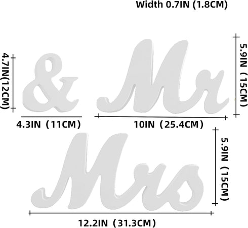 VIOPVERY Mr and Mrs Sign for Wedding Table,Large White Mr and Mrs Sign,Wooden Letters,Mr & Miss Sign with Just Married Banner Wedding Decorations ...