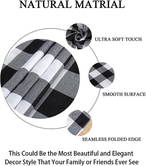 ShinyBeauty Checked Square Tablecloth 54x54-Inch Black and White Buffalo Plaid Tablecloth Washable Cotton Table Cover Gingham Tablecloth for Dinin...