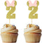 Morndew 24 PCS Gold Pink Glitter Number 2 Cupcake Toppers for Baby Girl Second Birthday Party Wedding Party Decorations...