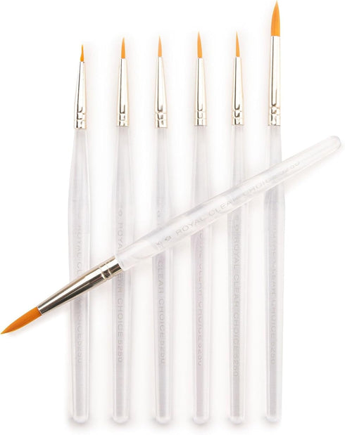Royal & Langnickel RSET-9158 Royal Zip N' Close Gold Taklon Clear Acrylic Handle Detail Brush Set, 10.5 x 3.9 x 0.5, Multicolor, 7-Piece...