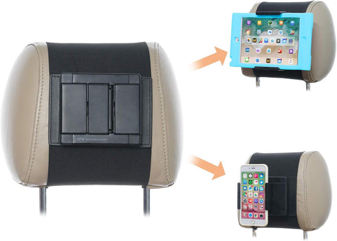 TFY Car Mount Holder, Swivel Car Headrest Mount Holder for Phones and Tablets, compatible with 5 to 10.5 Inch Screens Devices...