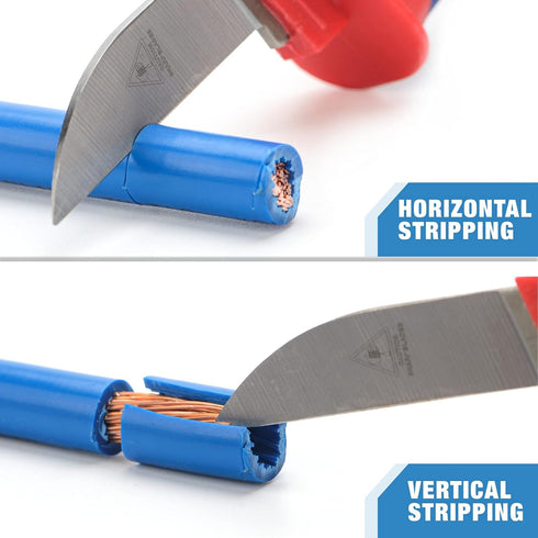 iCrimp Utility Knife for Cable Skinning, Wire Insulation Dismantling Knife, 2-Pack Insulated Electricians Cable Stripping Knives, Fixed Blade...
