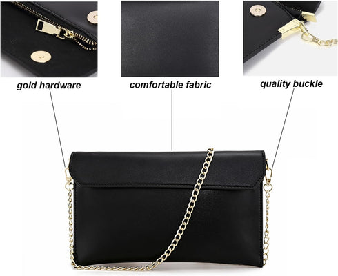 Covelin Women's Wristlet Clutch Handbag Qaulity Leather Envelope Evening Shoulder Bags...