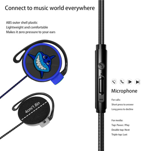 Earbuds Set with Case for Kids for School, Wired Over-Ear 3.5mm Headphones for Phone and PC, Wrap Around Ear Buds with Earhook for Kids 3-8, Comfo...