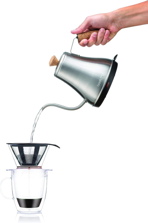 Bodum 12oz Pour Over Coffee Dripper Set w/ Double Wall Mug and Reusable Permanent Filter, Plastic, BPA-Free, Clear...