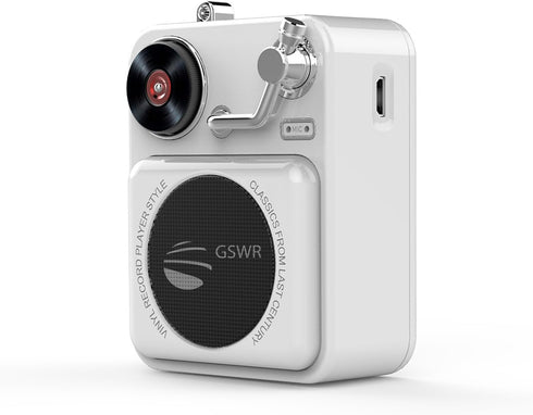 Portable Outdoor Mini Bluetooth Speaker Retro Atomic Phono Speaker Speaker with Clear Sound, White Suitable for Hiking, Cycling, Travel, Suitable ...