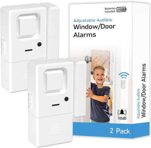 Door Window Alarm - 2 Pack - Adjustable Volume Door Alarm Sensor Wireless Door Alarms for Kids Safety, Door Open Chime Burglar Alert Window Alarm ...