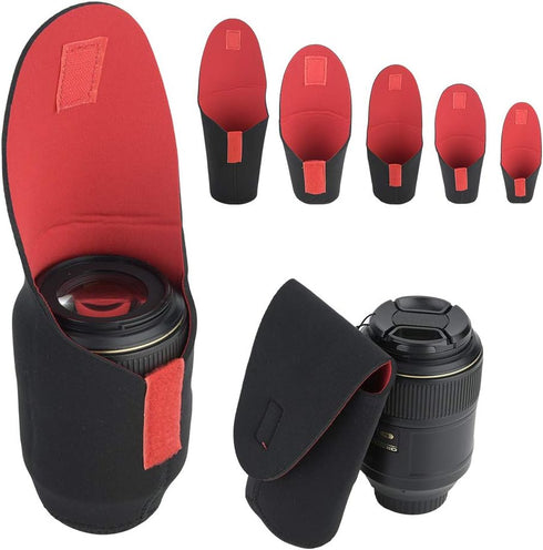 Lens Pouch Bag Lens Case Cover Sleeve 5pcs Camera Lens Storage Bag Protective Case Shockproof Pouch Set Accessory for SLR Camera Lens...