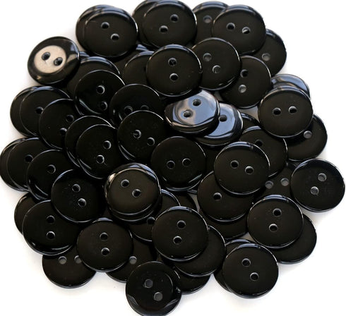 200pcs 5/8 inch (15mm) Black Buttons 2 Holes Resin Button for Sewing and DIY Crafts...