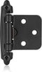 4 Pack (2 Pair) Matte Black Self Closing Cabinet Hinges for Flush Mount Kitchen Cabinet Door, 1/2" Overlay (Variable) Face Frame Semi Concealed Ki...