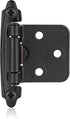 4 Pack (2 Pair) Matte Black Self Closing Cabinet Hinges for Flush Mount Kitchen Cabinet Door, 1/2" Overlay (Variable) Face Frame Semi Concealed Ki...