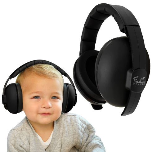 Baby Travel Noise-Cancelling Earmuffs with Adjustable Headband - Infant Ear Protection Headphones for Ages 0-24 Months - Black...