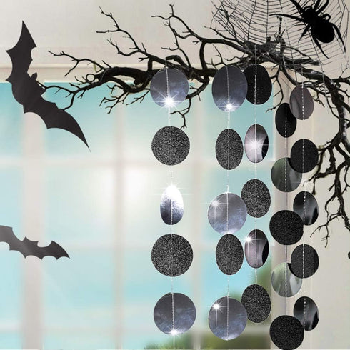 Cheerland Glitter Charcoal Grey Black Circle Garland Kit Halloween Party Decoration Hanging Polka Dots Streamer Backdrop Banner Birthday Wedding R...