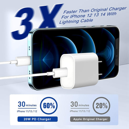 20W USB C Fast Charger Block with 6FT Type C Lightning Cable USB Wall Charger Block Adapter Compatible for iPhone 14/13/12/11/XS/XR/X/8/7/SE2022/i...