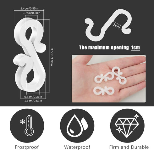 Meetory Christmas Light Clips, 100 Mini Hanging Hooks for Gutters & Shingles, Weatherproof Plastic Hooks for Xmas Lights Outside...