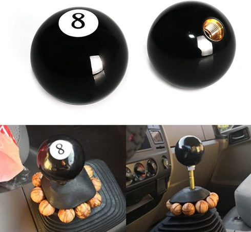 Shift Knob Black Round Ball Type Universal for Manual Automatic Vehicles with 3 Adapters (Billiard 8 Ball)...