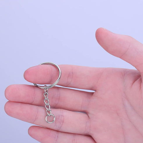 HAUTOCO 100pcs Keychain Rings with Chain and Jump Rings, 1 inch Split Key Ring with Chain Heavy-Duty Keychain Rings Bulk for Craft Making Jewelry ...