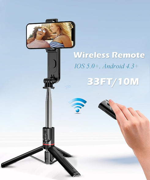 Selfie Stick Tripod with Light Extendable Selfie Stick with Detachable Wireless Remote Shutter Travel Video Tripod Stand Cell Phone Mount Holder C...