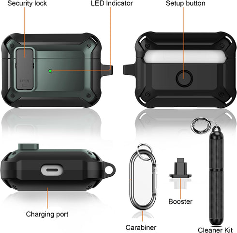 Lopnord for Airpod Pro Case Cover with Cleaner Kit, Compatible with Airpods Pro 2nd Generation Case/1st Generation (2023/2022/2019), Shockproof Lo...
