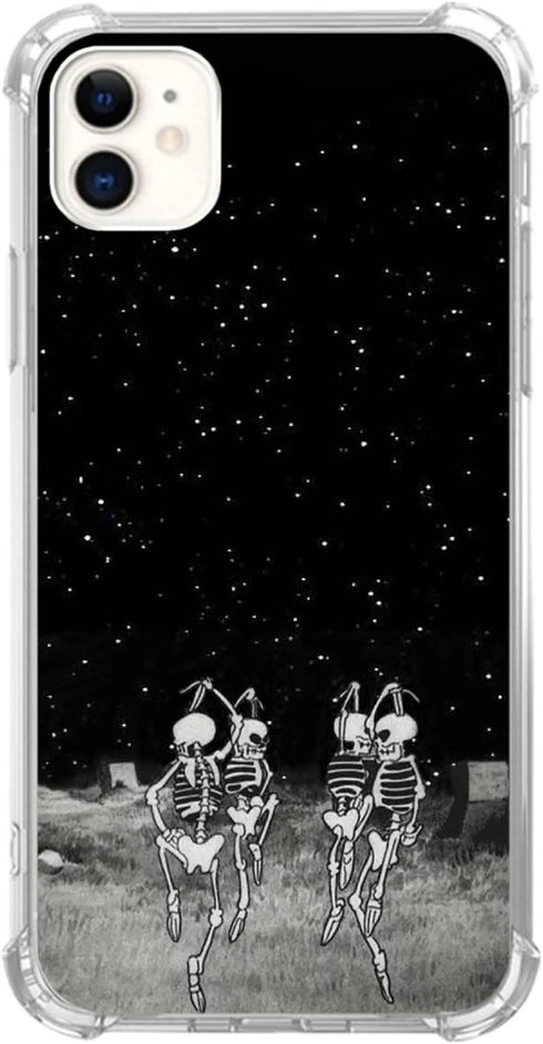 Dancing Skulls Phone Case Compatible with iPhone 12/12 Pro?Hippie Skeletons Phone Case for iPhone 12/12 Pro for Women Men, Cool Trendy Design TPU ...