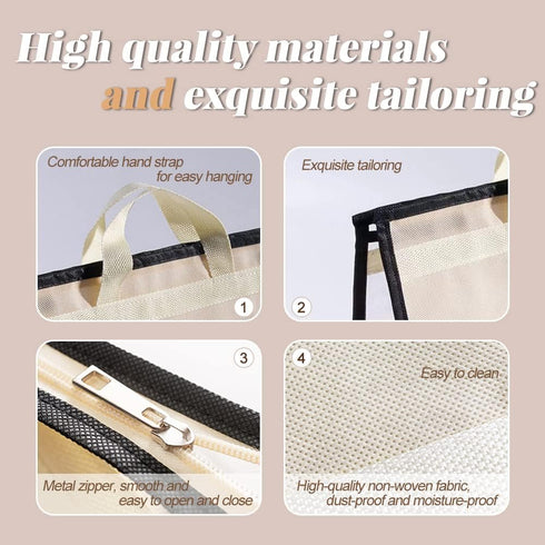 2 PCS Hanging Handbag Storage Organizer Purse Dustproof Storage Bag Transparent Non-woven Storage Bag with Zipper and Handle (XL)...