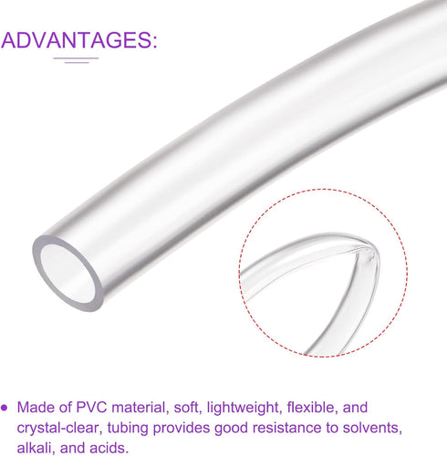 DMiotech 8mm ID 10mm OD Clear PVC Tube Flexible Transparent Hose Vinyl Tubing for Water,Air, Oil Tube,3.28ft Length...