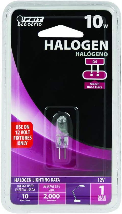 Feit Electric BPQ10T3/RP 10-Watt T3 Halogen Bulb with Bi-Pin Base, Clear, 1.25" H, BPQ10T3/RP...