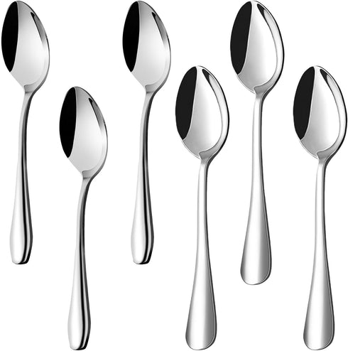 HANSGO 6PCS Stainless Steel Teaspoons, Dessert Spoons Silverware Spoons for Home Kitchen Restaurant, Square or Round Handle...