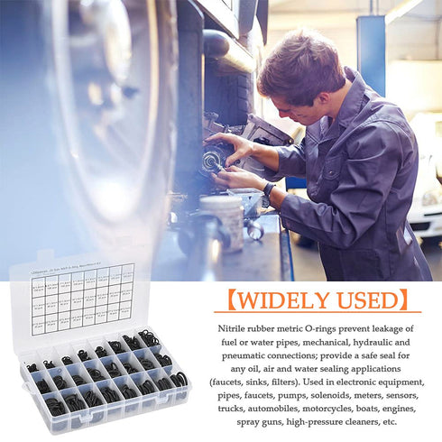 1200Pcs O Ring Kit 24 Sizes O Rings Assortment Rubber O-Ring Sealing Gasket Washer Seal Assortment Set NBR Metric O-Ring Assortment Kit for Plumbi...