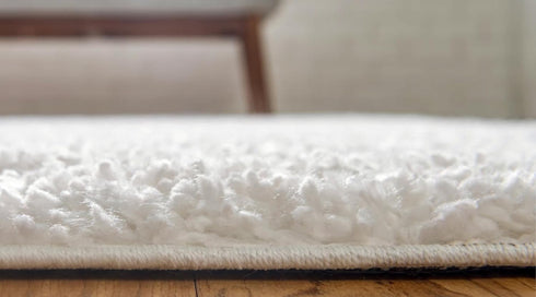 Unique Loom Davos Shag Collection Area Rug - Solid (2' Round, White/ Ivory)...