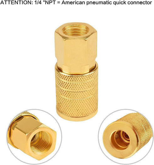12 Pieces 1/4" NPT Air Coupler & Plug Kit, Air Compressor Hose Fitting Kit, Industrial Type D Quick Connector Set...