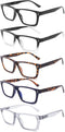 5 Pack Reading Glasses Blue Light Blocking for Men Women?Square Frame Computer Readers with Comfort Spring Hings,Anti Glare/Eyestrain 3.0...
