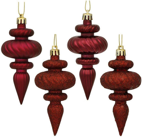 Vickerman 4" Burgundy Finial 4 Finish Asst 8/Bx...