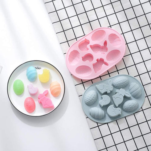 2Pack Easter Rabbit Bunny Egg Silicone Molds, 3D Easter-theme Baking Mould Tray DIY Baking Tool for Chocolate Cake Dessert Candy Mousse Pastry Soa...