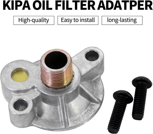 KIPA Oil Filter Adapter Replace for Small Block Chevy V8 Engines SBC BBC Spin On Bypass 305 307 327 350 400 396 402 427 454# 3952301...