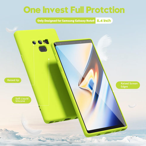 oakxco for Samsung Galaxy Note 9 Phone Case Liquid Silicone, Fluorescent Bright Solid Color, Cute Thin Slim Soft Rubber TPU Plain Smooth Gel Matte...