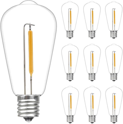 10 Pack LED Edison Light Bulbs, 0.6 Watt Shatterproof Dimmable Replacement Bulbs ST40 E17 Clear Plastic Light Bulbs for Outdoor Patio String Light...