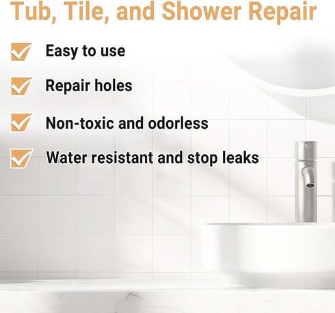 VERNY Tub Repair Kit Fiberglass Tub Repair Kit, 3.7oz Acrylic Wall Repair Tub Porcelain Repair Kit Tile and Shower Repair Kit, for Toilet, Sink Cr...