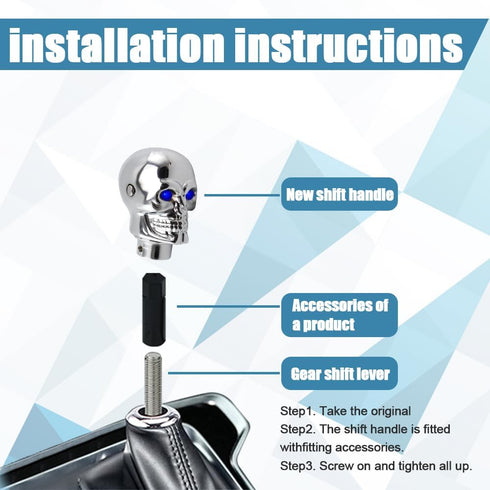 ASUBHA Skull Shifter Knob, Personalized Skull Shifter Head with Adjustable LED Double Eyelet Decorations, Gear Knob Head Universal Car Interior Ac...