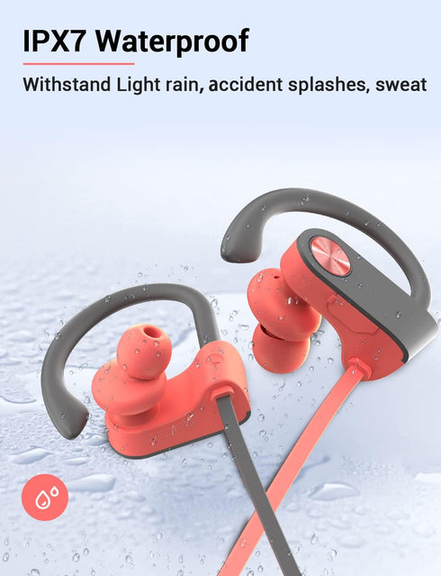 Stiive Bluetooth Headphones, Wireless Sports Earbuds IPX7 Waterproof with Mic, Stereo Sweatproof in-Ear Earphones, Noise Cancelling Headsets for G...