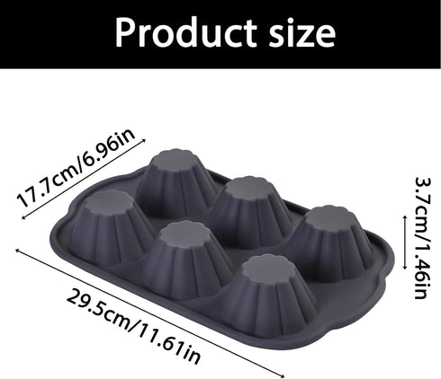 Silicone Brioche Pan 6-Cup, Silicone Cupcake Pan for Baking, Nonstick Bakeware Brioche Molds for Wax Mousse Cake Tart Jelly Pudding Panna Cotta (1...