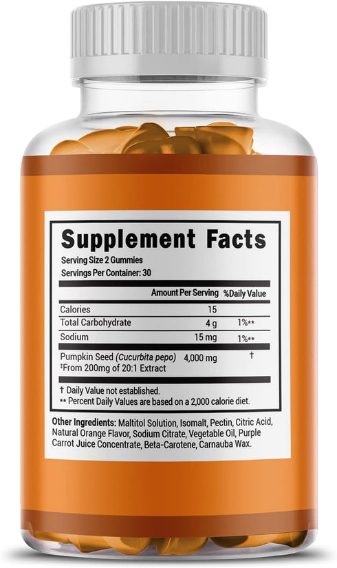 Pumpkin Seed Oil Gummies 4,000 mg for Hair Growth, Urinary Tract Support, Bladder Control Supplement, Younger Looking Skin & Face, Rich in Omega 3...