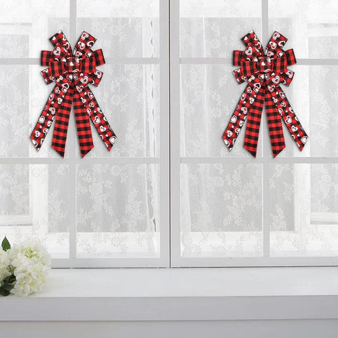 Hying Large Valentines Bows for Wreath, Valentines Wreath Bow Black Red Buffalo Plaid Bows Holiday Hearts Burlap Tree Topper Bows for Front Door D...