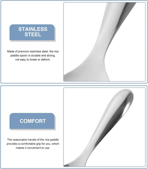 Stainless Steel Rice Paddle Rice Paddle Stainless Steel Rice Spoon Rice Serving Scooper Metal Soup Spoon Nonstick Rice Spatula for Mixing Serving ...