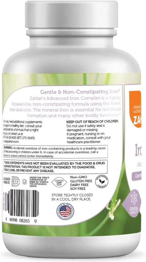 Zahler Iron Complex, Gentle & Non-Constipating Iron Formula, 250 Capsules...