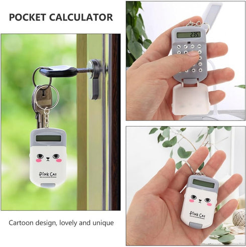 STOBOK Children Toys 2Pcs Mini Calculator Keychain Cartoon Key Chain Cute Cartoon Calculator Electronic Pocket Calculator with Key Ring for Childr...