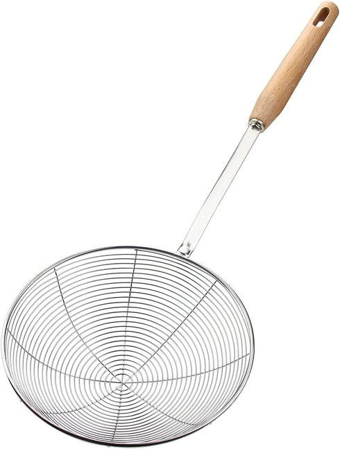 Spider Strainer, Cooking Spider,7.9-inch Extra Large Spider Spoon with Wood Handle, Stainless Steel Spider Cooking Utensil for Cooking and Frying...
