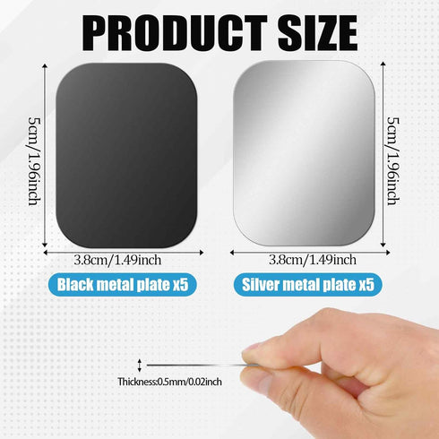10 Pcs Adhesive Thin Metal Plates (Compatible with Magnetic Mounts), Magnet Phone Metal Plate for Magnetic Mount, Metal Plates for Phone Case, Met...