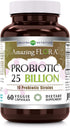 Amazing Flora Probiotic Supplement | 25 Billion-10 Strains | 60 Veggie Capsules | Non-GMO | Gluten-Free | Made in USA...